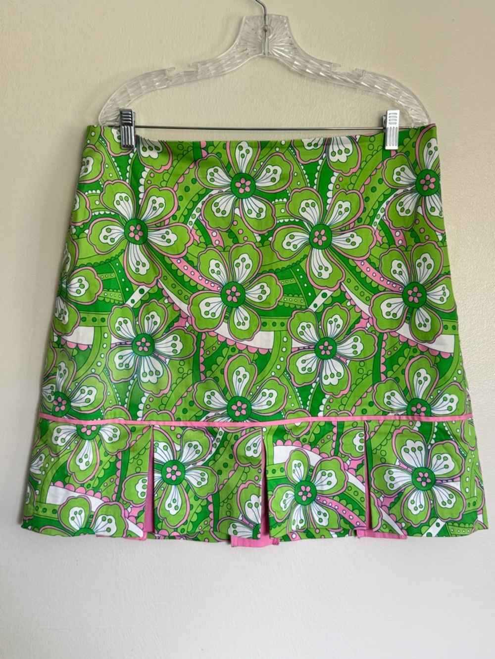 ISLAND REPUBLIC Pleated Flirty Floral Skirt - Size 14 - Green/Pink
